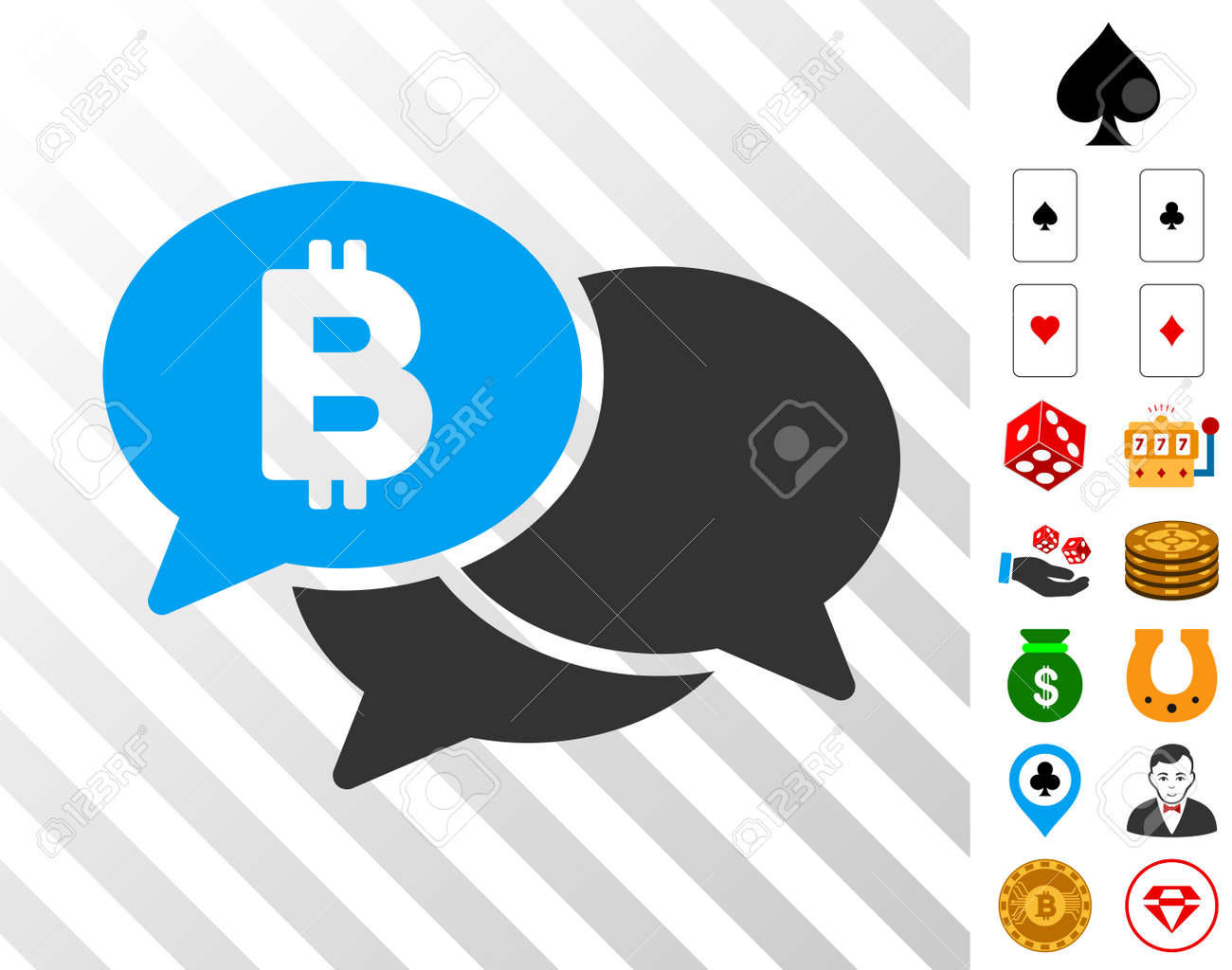 보너스 카지노 이미지가 포함 된 비트 코인 웹 세미나 메시지 상형 문자. 벡터 일러스트 레이 션 스타일은 플랫 아이코 닉 기호입니다.  도박 소프트웨어 용으로 설계되었습니다. 로열티 무료 사진, 그림, 이미지 그리고 스톡포토그래피.