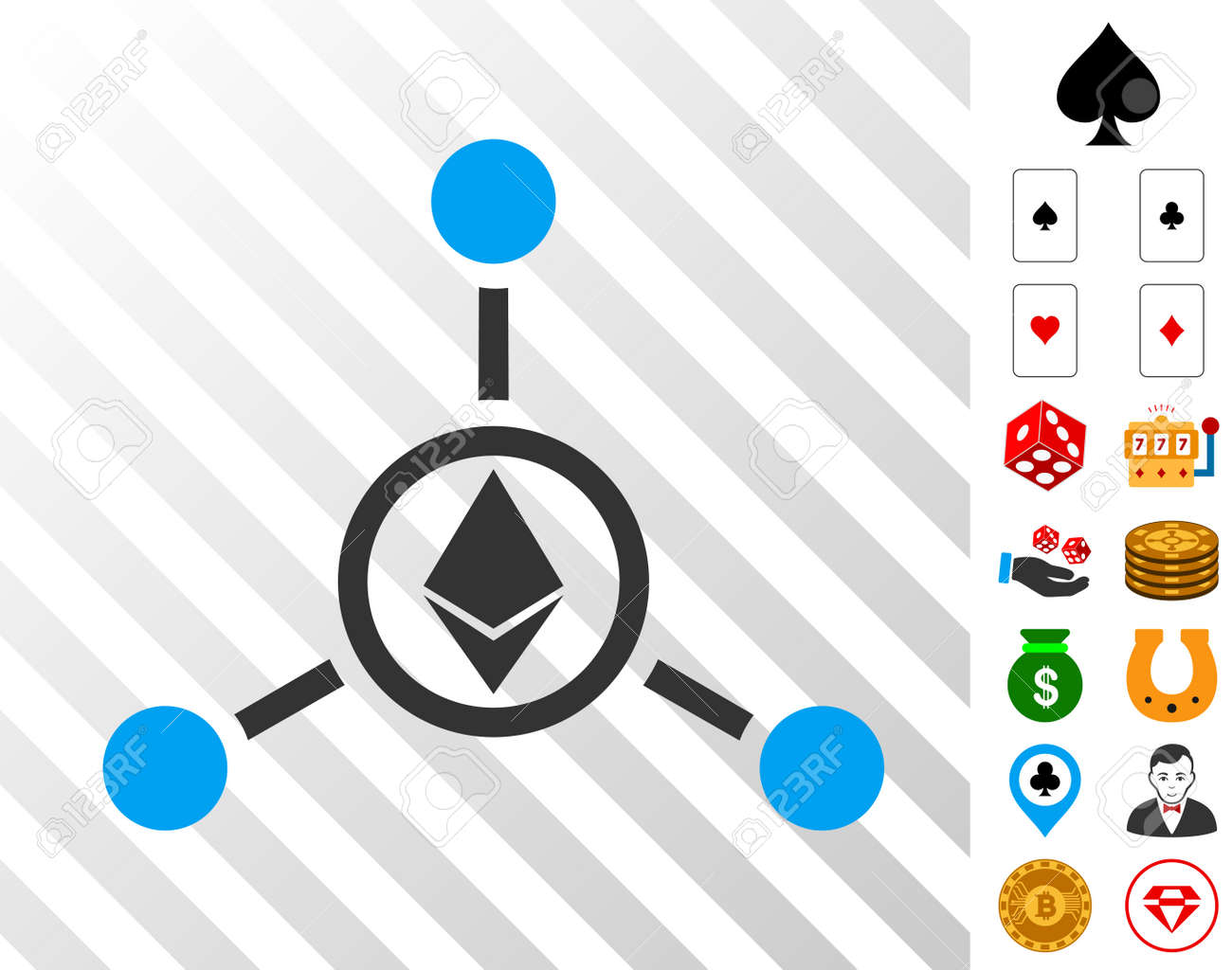 ボーナスカジノの絵文字とイーテリアムリレーション絵文字。ベクトルイラストスタイルはフラットな象徴的なシンボルです。カジノのウェブサイト用に設計されています。のイラスト素材・ベクター  Image 93724446