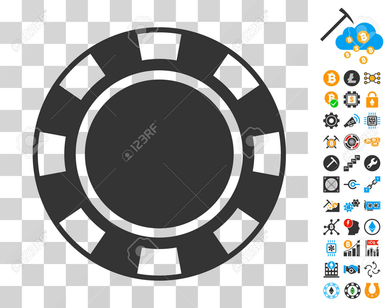 보너스 비트 코인 채굴 및 블록 체인 사진이있는 카지노 칩 아이콘. 벡터 일러스트 레이 션 스타일은 플랫 아이코 닉 기호입니다. 비트  코인 앱을 위해 설계되었습니다. 로열티 무료 사진, 그림, 이미지 그리고 스톡포토그래피.