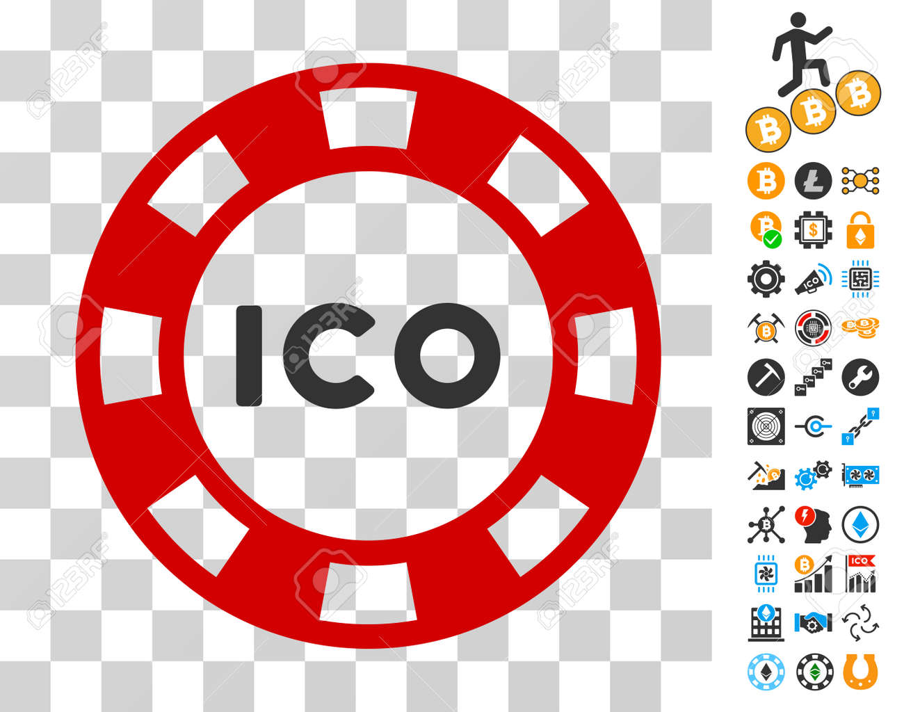 Icone Ico Token Avec Bonus Minage Bitcoin Et Images Blockchain Style D Illustration Vectorielle Est Le Plat Emblematiques Concu Pour Le Logiciel De