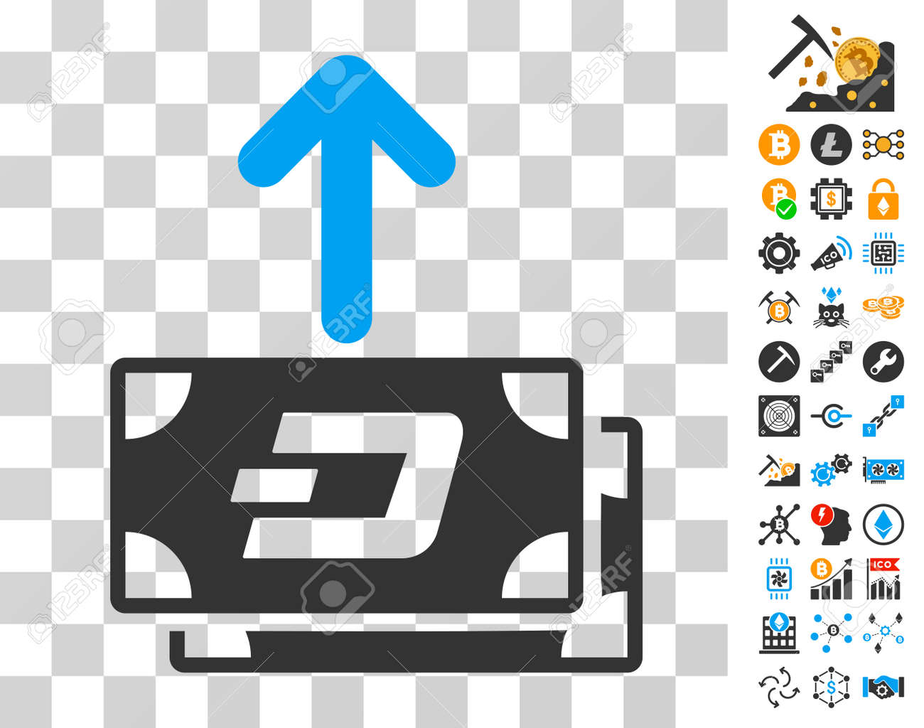 Dash Banknotes Pay Out Pictograph With Bonus Bitcoin Mining And - 