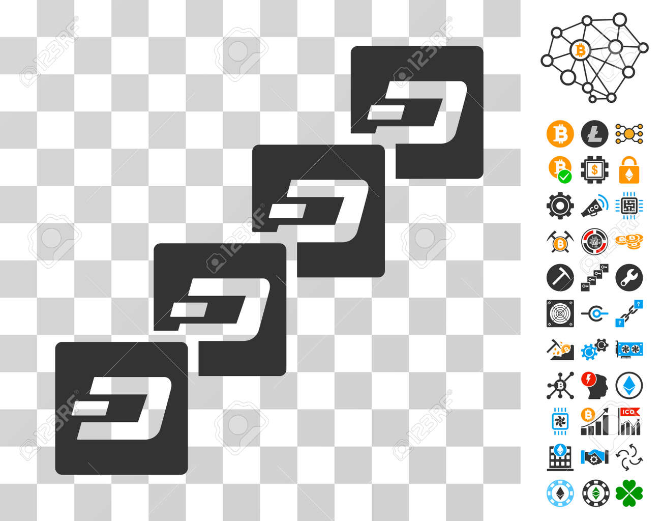 Dash Block Chain Pictograph With Bonus Bitcoin Mining And Blockchain - 