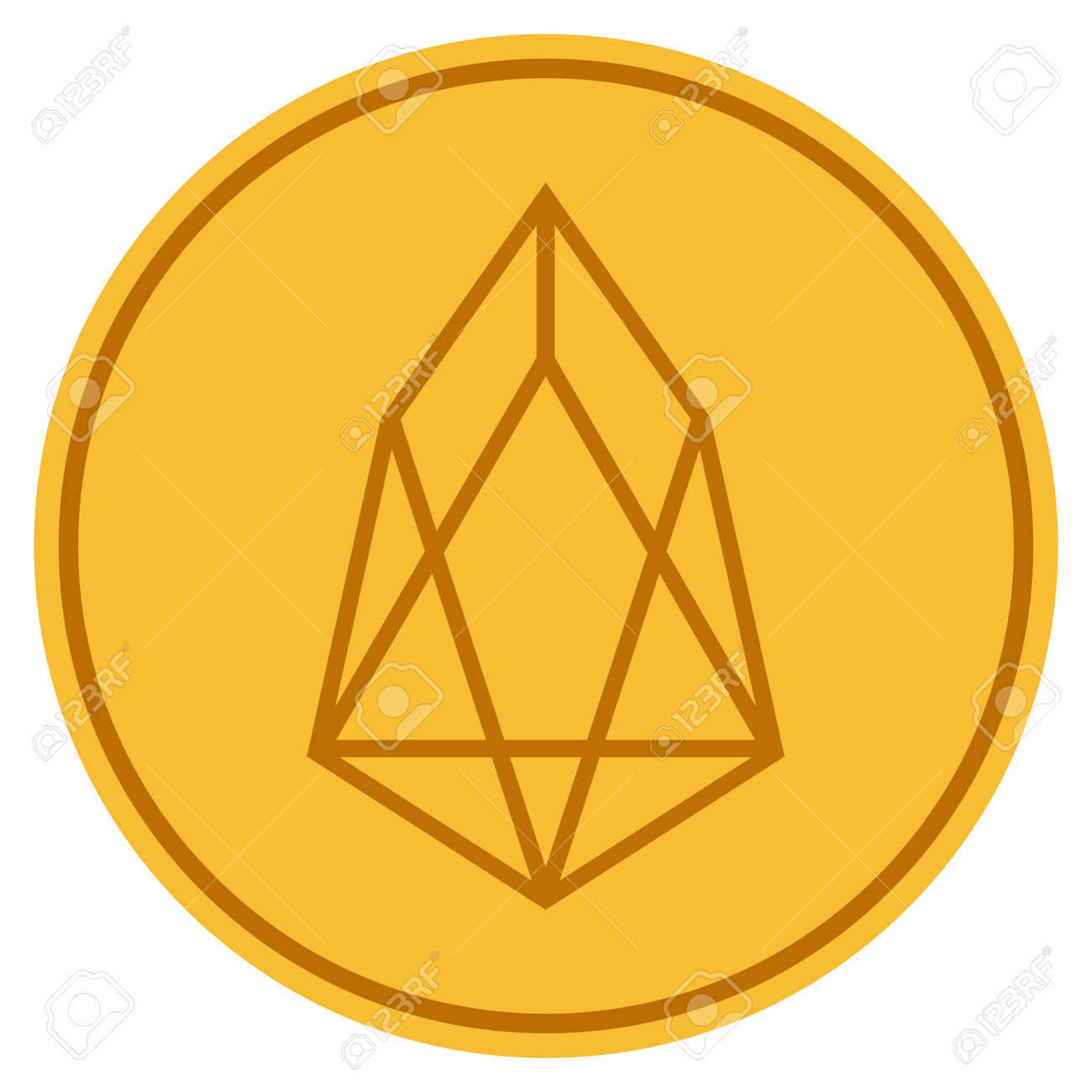 Eos 통화 골드 코인 아이콘입니다. 벡터 스타일은 황금 노란색 평면 동전 기호입니다. 로열티 무료 사진, 그림, 이미지 그리고  스톡포토그래피. Image 94006304