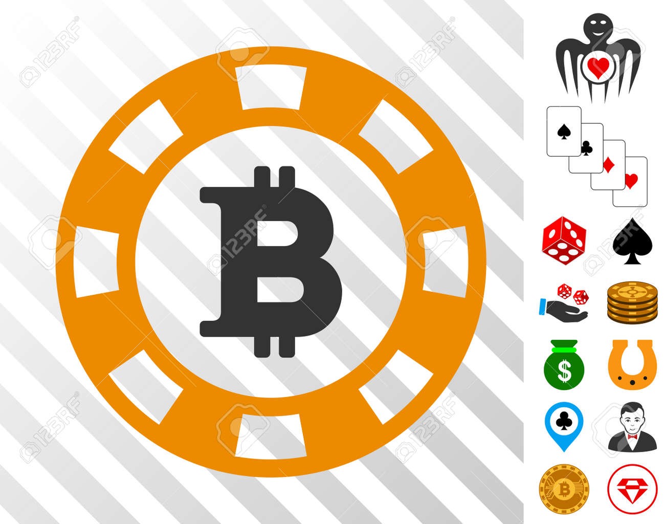 ボーナスカジノ画像とビットコインカジノチップピクトグラフ。ベクトルイラストスタイルはフラットな象徴的なシンボルです。ギャンブルGUI用に設計されています。のイラスト素材・ベクター  Image 94018811