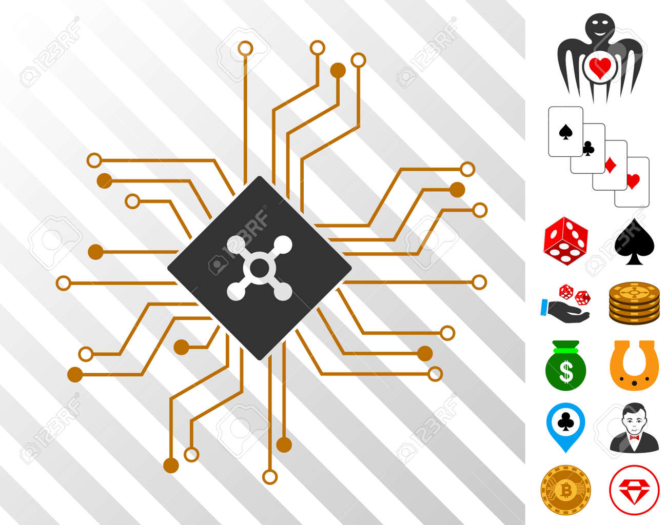디지털 룰렛 보너스 도박 디자인 요소와 회로 아이콘입니다. 벡터 일러스트 레이 션 스타일 플랫 아이코 닉 기호입니다. 도박을 위해  설계되었습니다. 로열티 무료 사진, 그림, 이미지 그리고 스톡포토그래피. Image 94018985