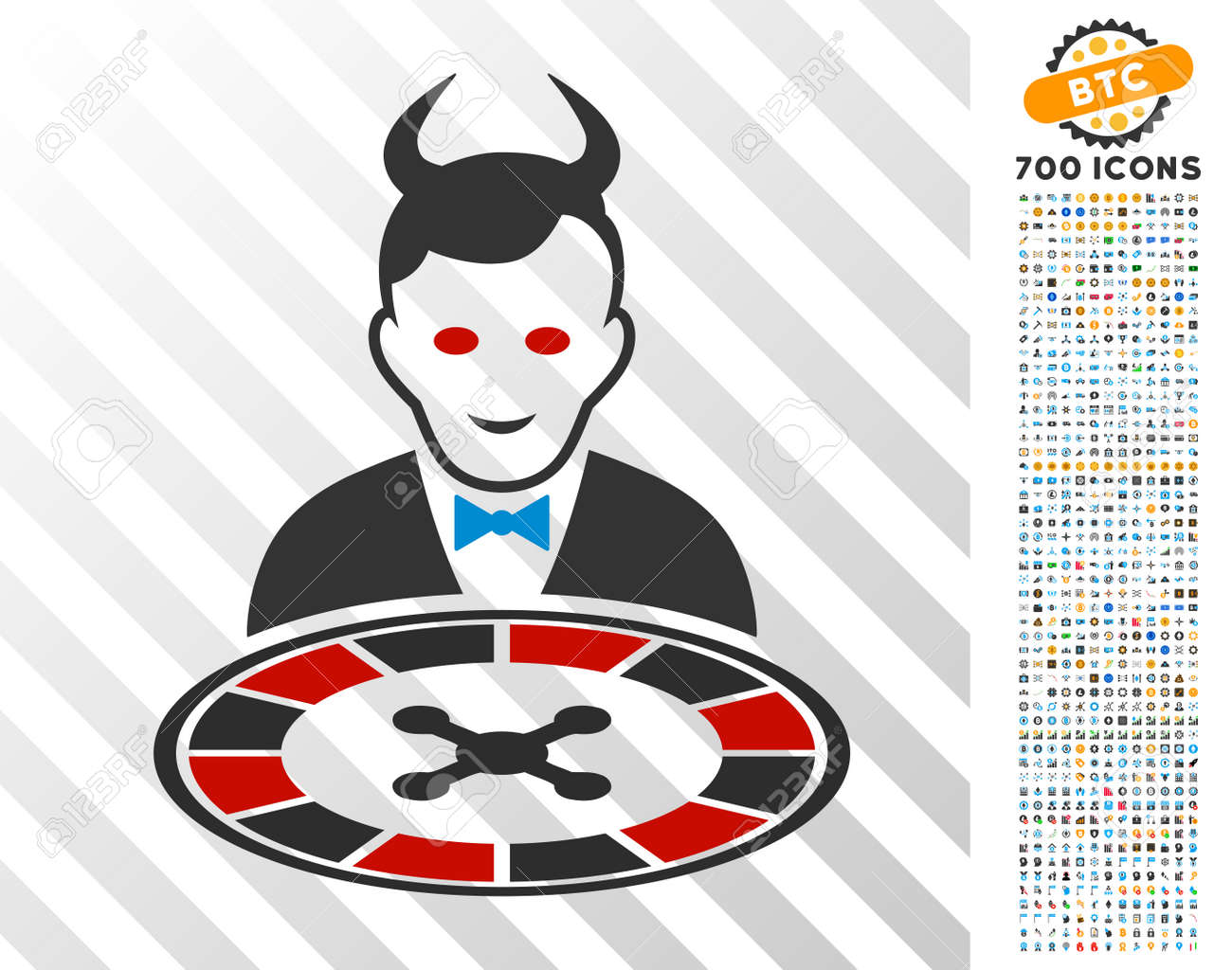 Ícone Do Negociante Da Roleta Do Diabo Com 7 Cem Ícones Gráficos Da  Mineração E Do Blockchain Do Bitcoin Do Bônus. Estilo De Ilustração  Vetorial É Plana Icónicos Símbolos Projetados Para Sites