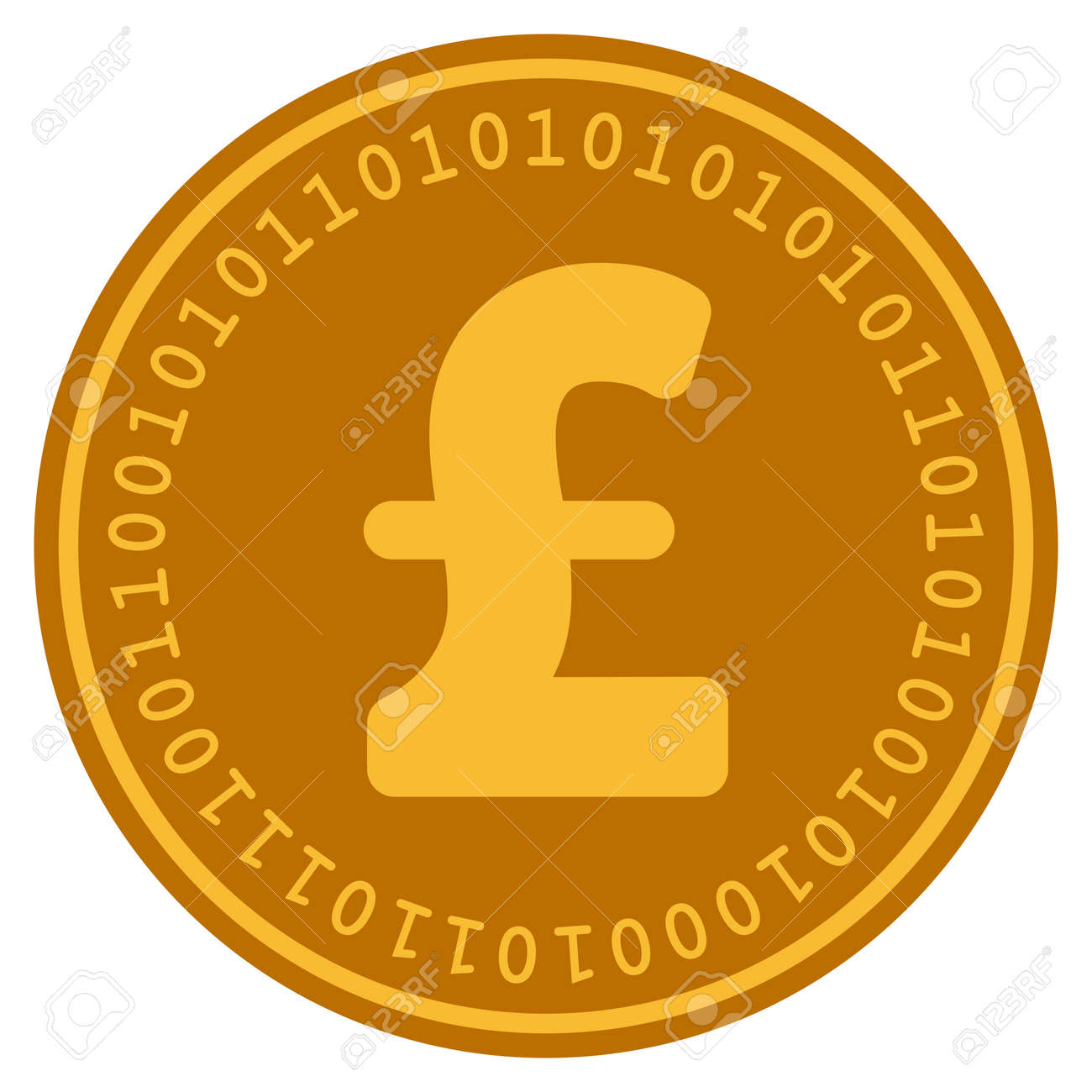 Icono De Moneda Digital Oro Libra Esterlina. El Estilo Del Vector Es Un  Símbolo De Criptomoneda De Una Moneda Plana De Oro Amarillo. Ilustraciones  svg, vectoriales, clip art vectorizado libre de derechos.