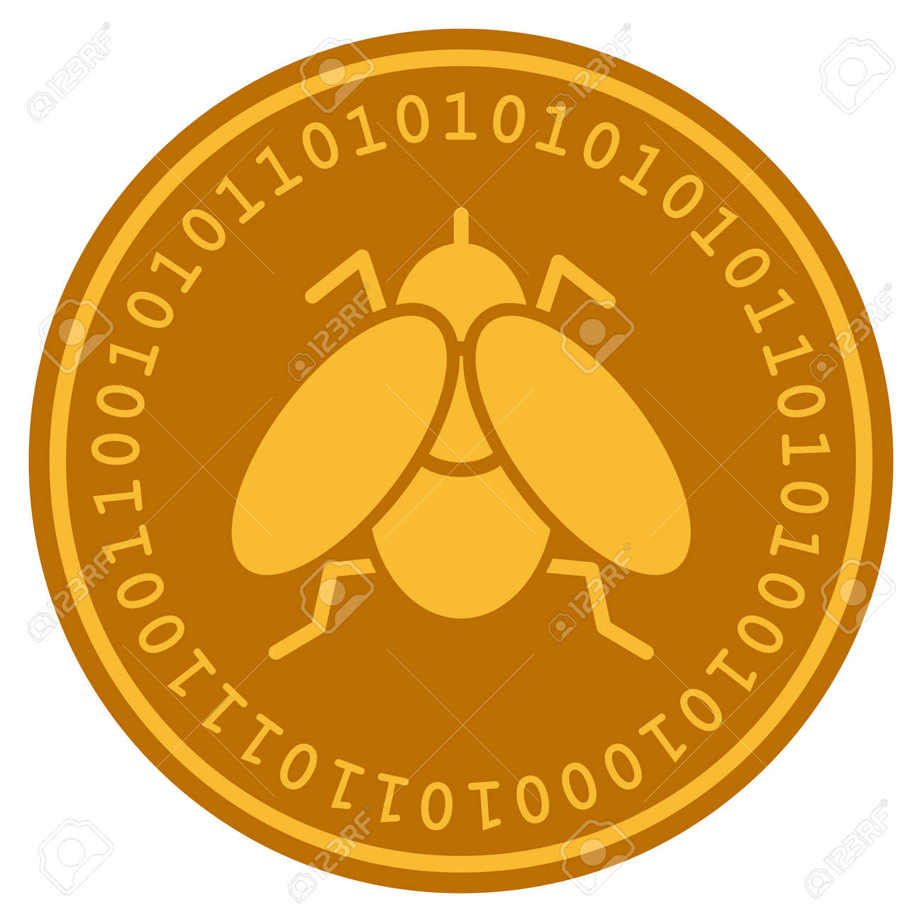 Icône De Pièce Numérique Doré Insecte Mouche. Le Style De Vecteur Est Un  Symbole De Crypto-monnaie De Pièce Plate Jaune Or. Clip Art Libres De  Droits, Svg, Vecteurs Et Illustration. Image 94893530