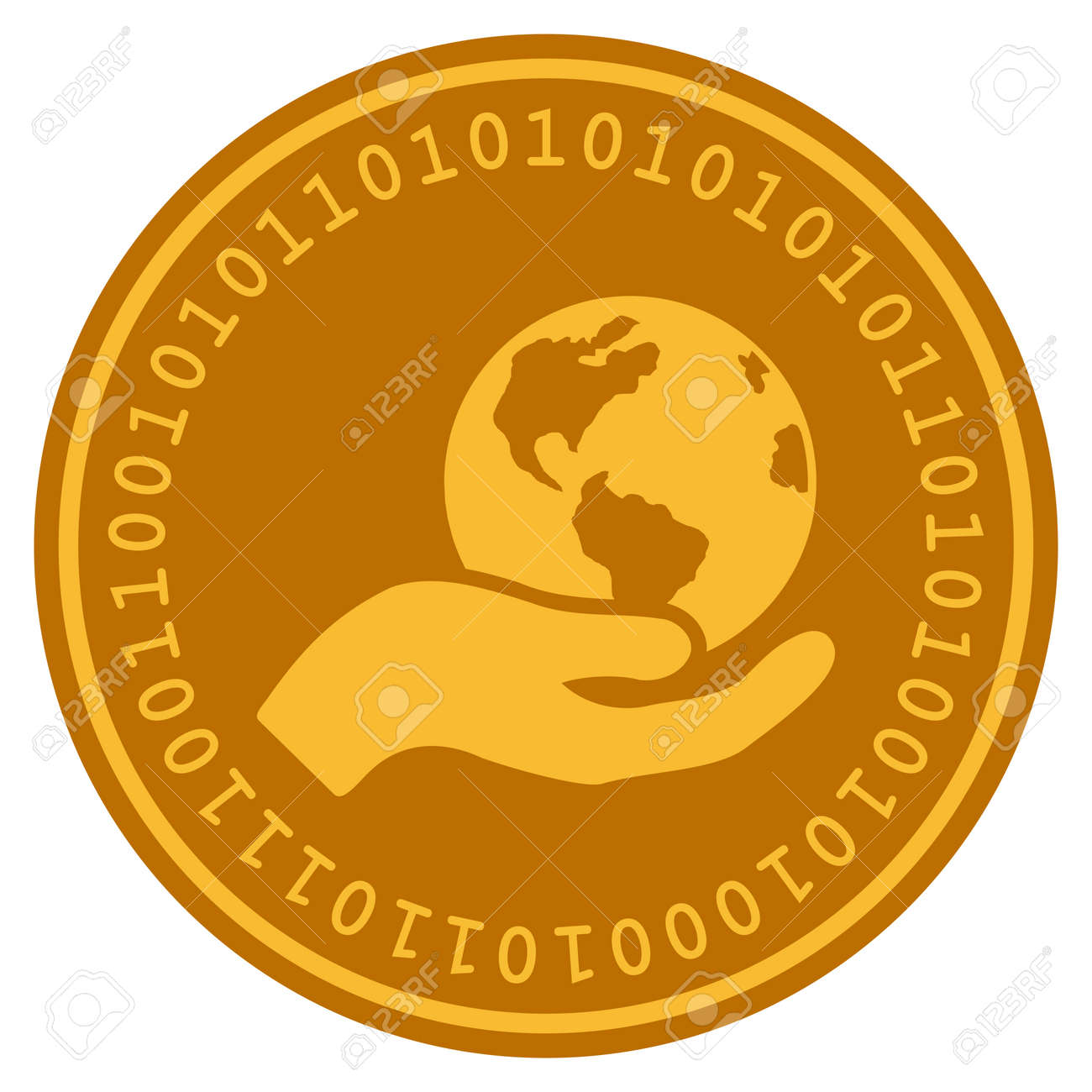 Earth Care Golden Digital Coin Icon. Vector Style Is A Gold Yellow Flat Coin  Cryptocurrency Symbol. Royalty Free SVG, Cliparts, Vectors, and Stock  Illustration. Image 94893986.