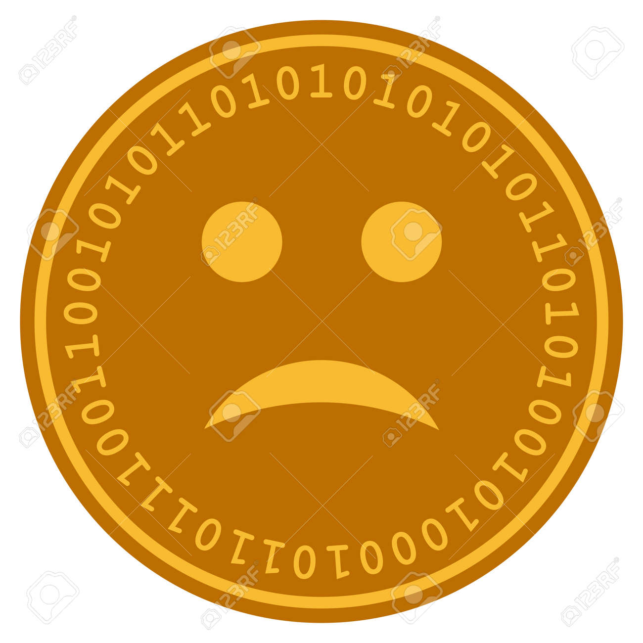 Sad Smile Golden Digital Coin Icon. Vector Style Is A Gold Yellow Flat Coin  Cryptocurrency Symbol. Royalty Free SVG, Cliparts, Vectors, and Stock  Illustration. Image 94893752.