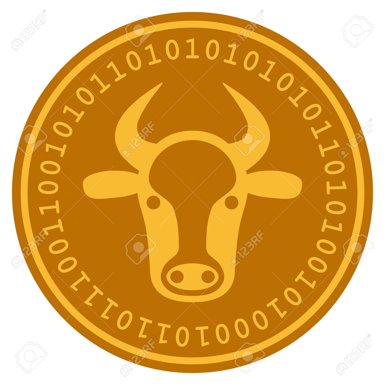 Ícone De Moeda Digital Dourado Cabeça De Vaca. Estilo De Vetor É Um Símbolo  De Criptomoeda De Moeda Plana Amarelo Ouro. Ilustraciones svg, vectoriales,  clip art vectorizado libre de derechos. Image 94893557