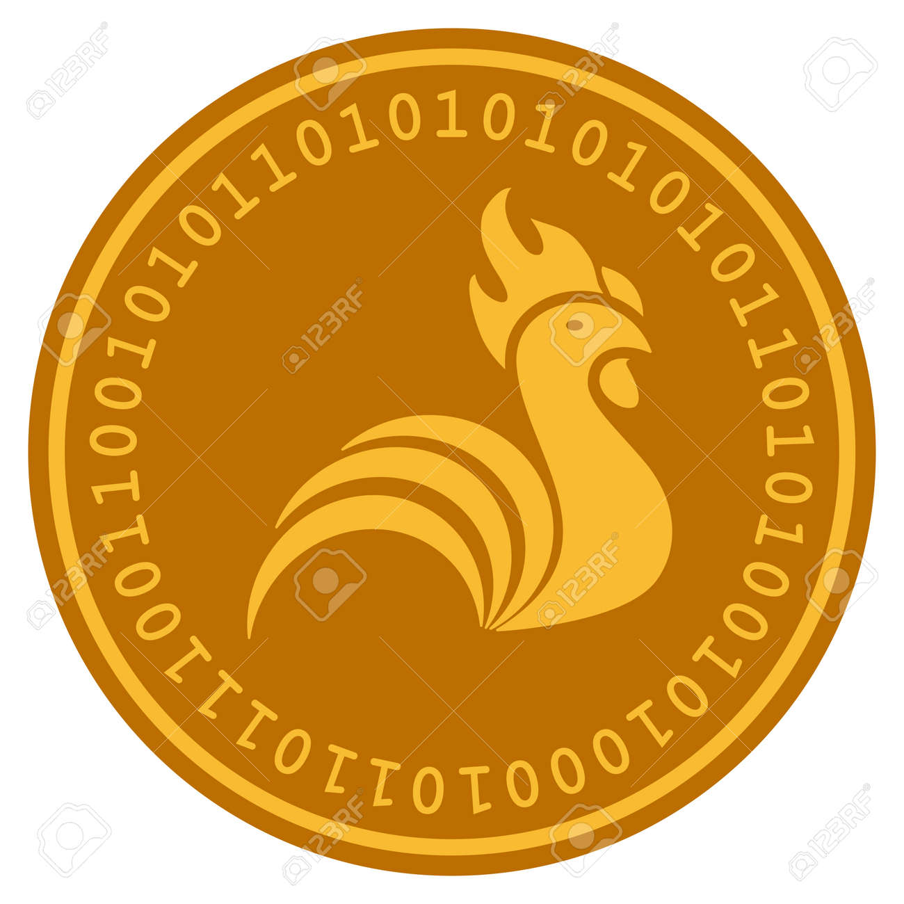 Rooster Golden Digital Coin Icon. Vector Style Is A Gold Yellow Flat Coin  Cryptocurrency Symbol. Royalty Free SVG, Cliparts, Vectors, and Stock  Illustration. Image 94893871.