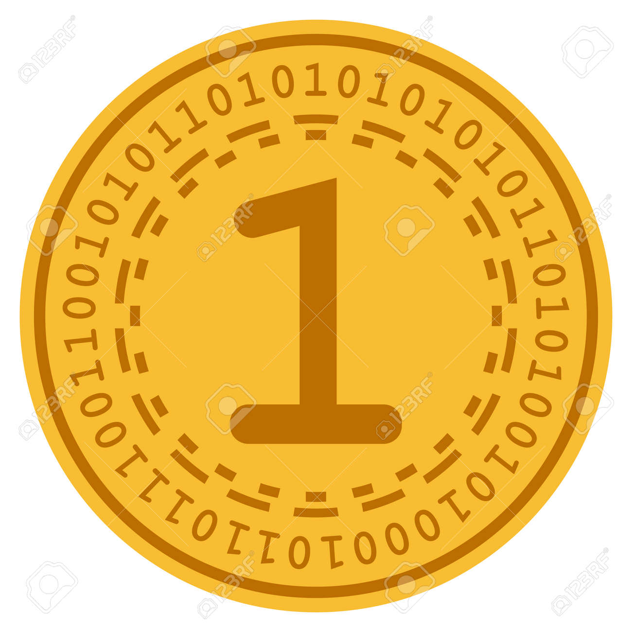 One Golden Digital Coin Icon. Vector Style Is A Gold Yellow Flat Coin  Cryptocurrency Symbol. Royalty Free SVG, Cliparts, Vectors, and Stock  Illustration. Image 94893842.