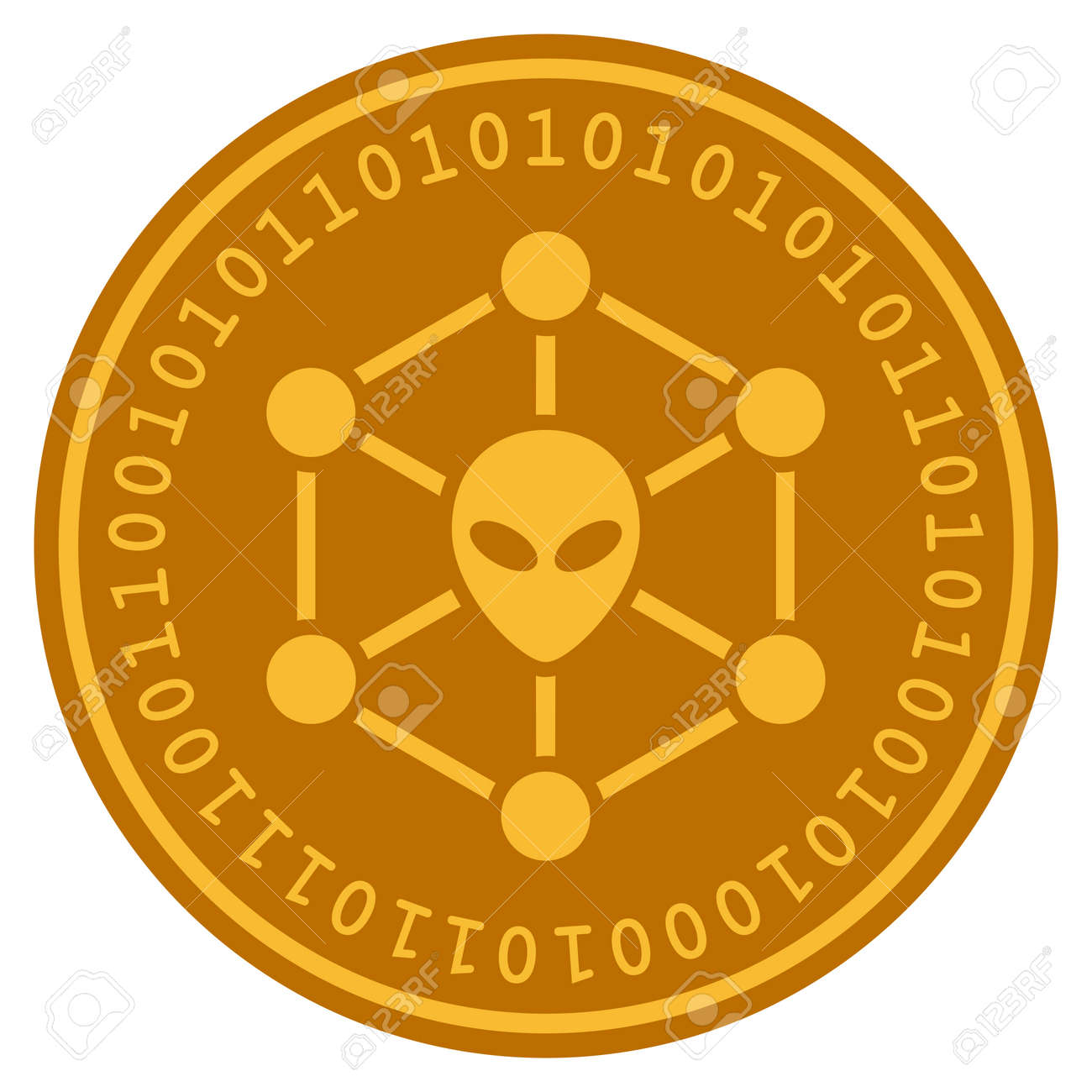 Alien Network Golden Digital Coin Icon. Vector Style Is A Gold Yellow Flat  Coin Cryptocurrency Symbol. Royalty Free SVG, Cliparts, Vectors, and Stock  Illustration. Image 94894487.