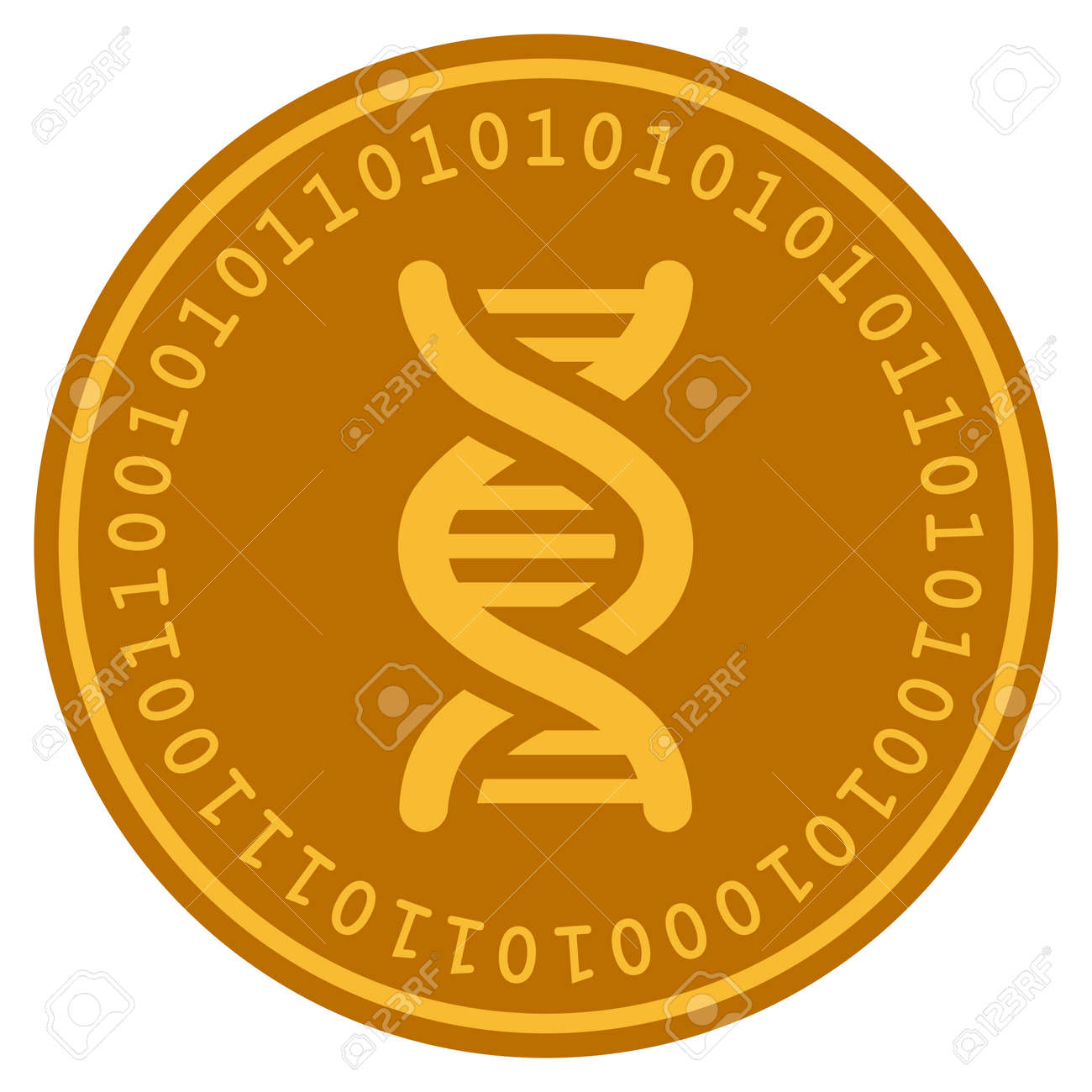 DNA Golden Digital Coin Icon. Vector Style Is A Gold Yellow Flat Coin  Cryptocurrency Symbol. Royalty Free SVG, Cliparts, Vectors, and Stock  Illustration. Image 94894461.