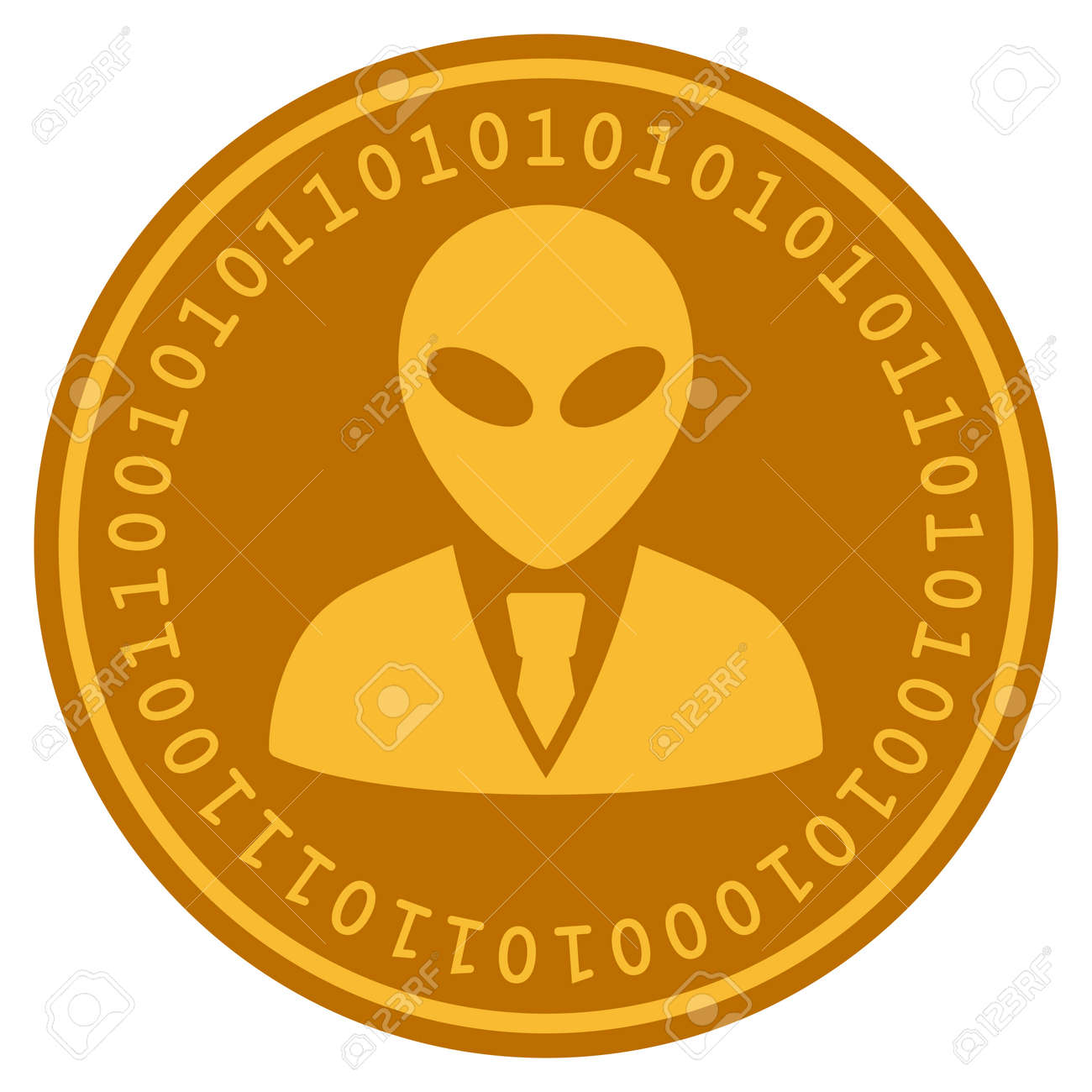 Alien Manager Golden Digital Coin Icon. Vector Style Is A Gold Yellow Flat  Coin Cryptocurrency Symbol. Royalty Free SVG, Cliparts, Vectors, and Stock  Illustration. Image 94894512.