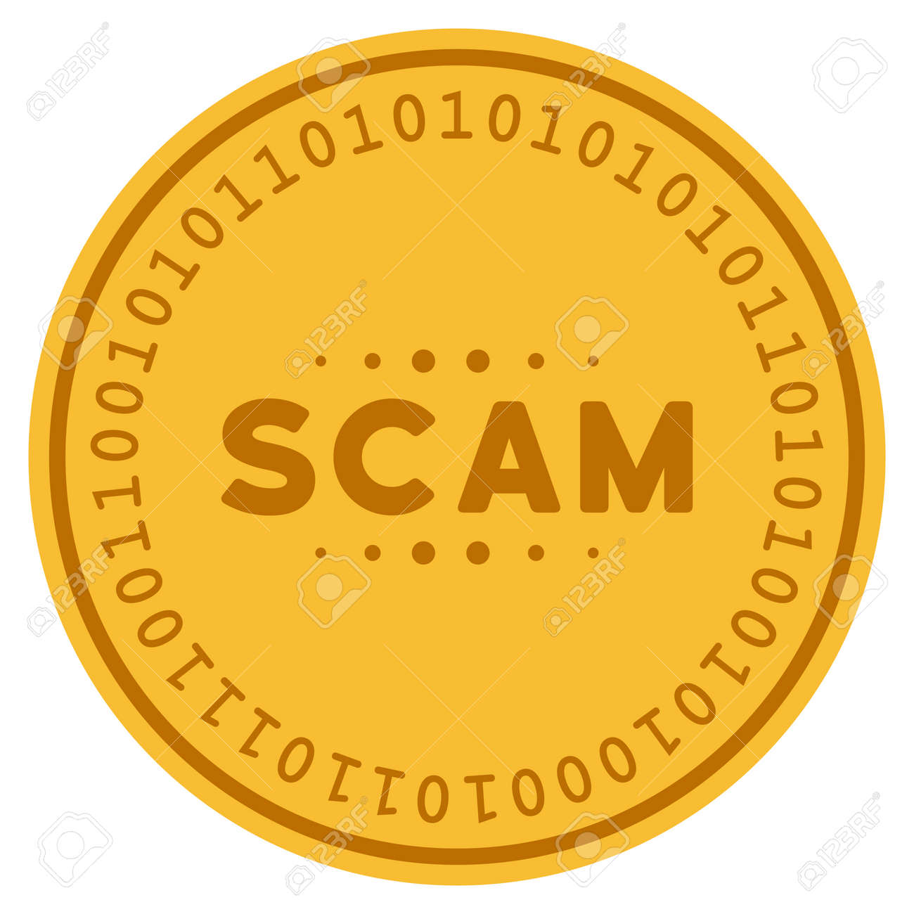 Scam Caption Golden Digital Coin Icon. Vector Style Is A Gold Yellow Flat Coin  Cryptocurrency Symbol. Royalty Free SVG, Cliparts, Vectors, and Stock  Illustration. Image 94909061.
