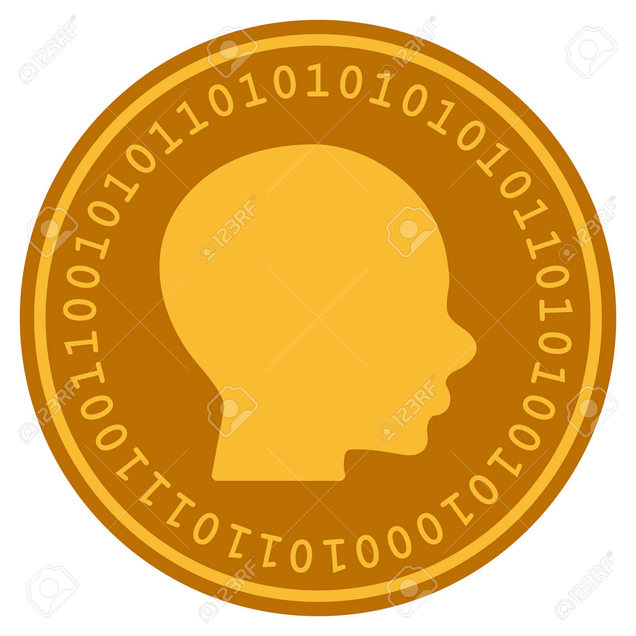 Boy Profile Golden Digital Coin Icon. Vector Style Is A Gold Yellow Flat  Coin Cryptocurrency Symbol. Royalty Free SVG, Cliparts, Vectors, and Stock  Illustration. Image 94903791.
