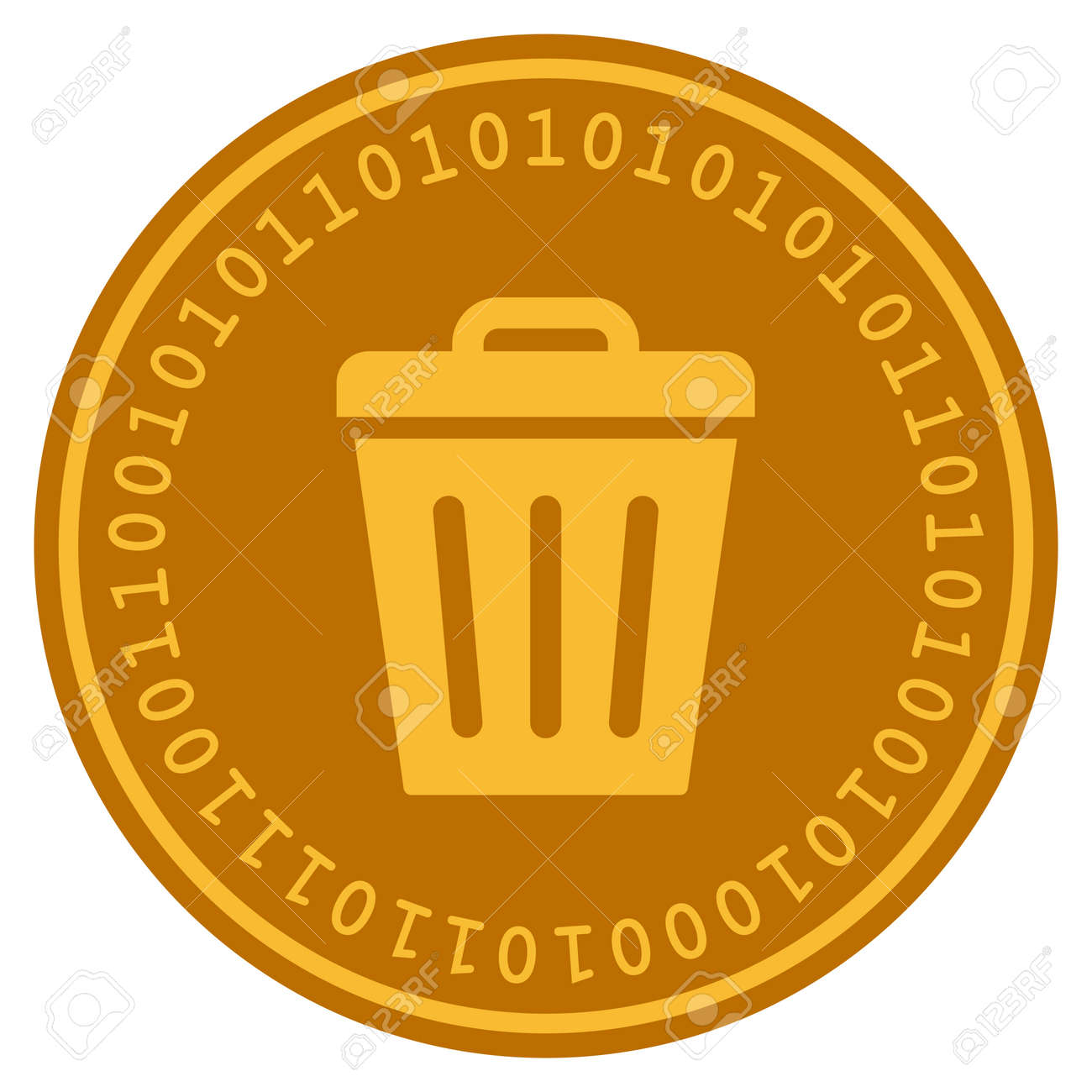 Trash Can Golden Digital Coin Icon. Vector Style Is A Gold Yellow Flat Coin  Cryptocurrency Symbol. Royalty Free SVG, Cliparts, Vectors, and Stock  Illustration. Image 94903792.