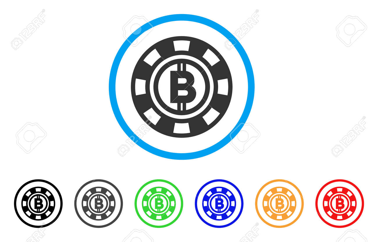비트 코인 카지노 칩 아이콘입니다. 벡터 일러스트 레이 션 스타일은 회색, 노란색, 녹색, 파란색 버전 플랫 아이코닉 비트 코인 카지노  칩 검은 기호입니다. 웹 및 소프트웨어 인터페이스 용으로 설계되었습니다. 로열티 무료 사진,
