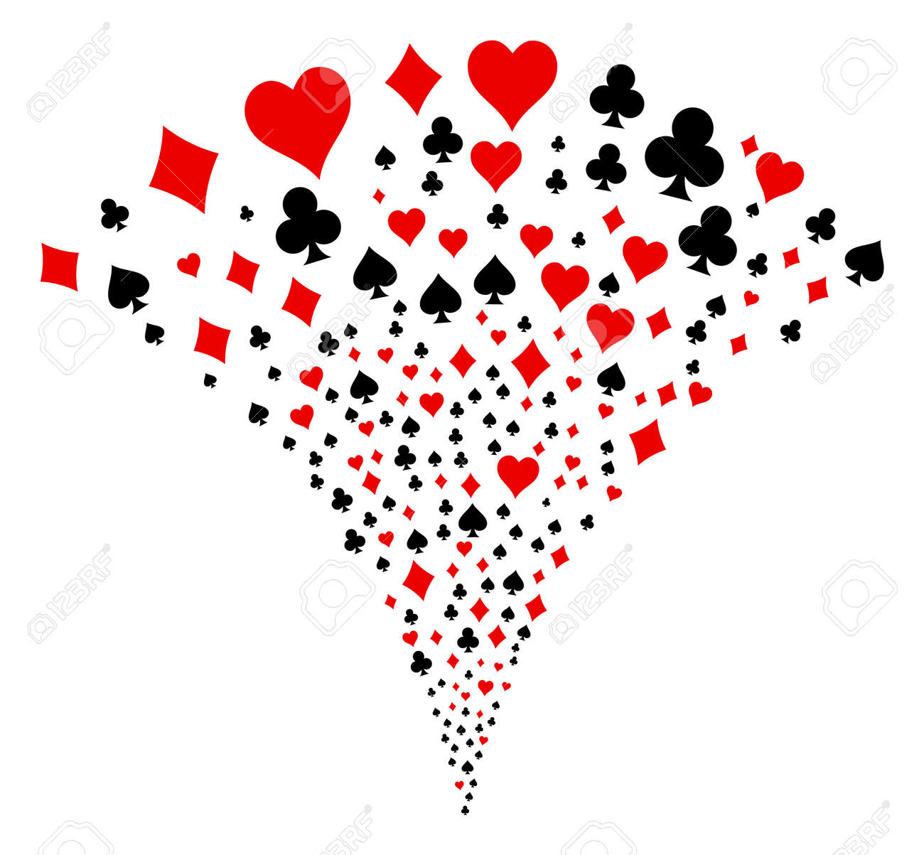 Playing Card Suits burst fountain. Vector illustration style is flat iconic symbols. Object fountain combined from random pictographs as playing card suits fireworks. - 95623240 Playing Card Suits burst fountain. Vector illustration style is flat iconic symbols. Object fountain combined from random pictographs as playing card suits fireworks. - 95623240