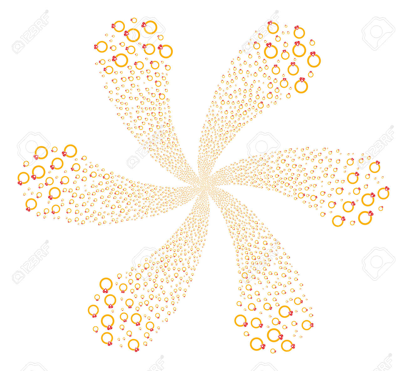 루비 링 사이클 스핀. 임의의 루비 링 기호로 이루어진 6 개의 꽃잎이있는 요소 꽃. 벡터 일러스트 레이 션 스타일은 플랫 아이코 닉  기호입니다. 로열티 무료 사진, 그림, 이미지 그리고 스톡포토그래피. Image 96558059