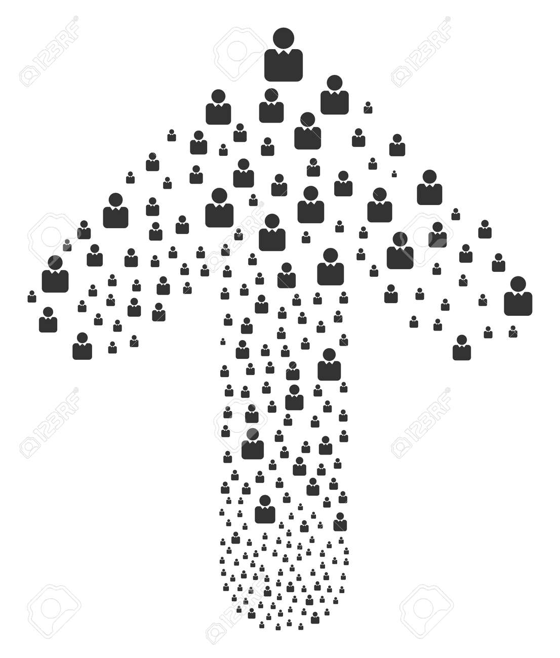 上向き矢印の組み合わせで構成された人のコラージュ 先方向矢印コラージュは 人のデザイン要素から整理 のイラスト素材 ベクタ Image