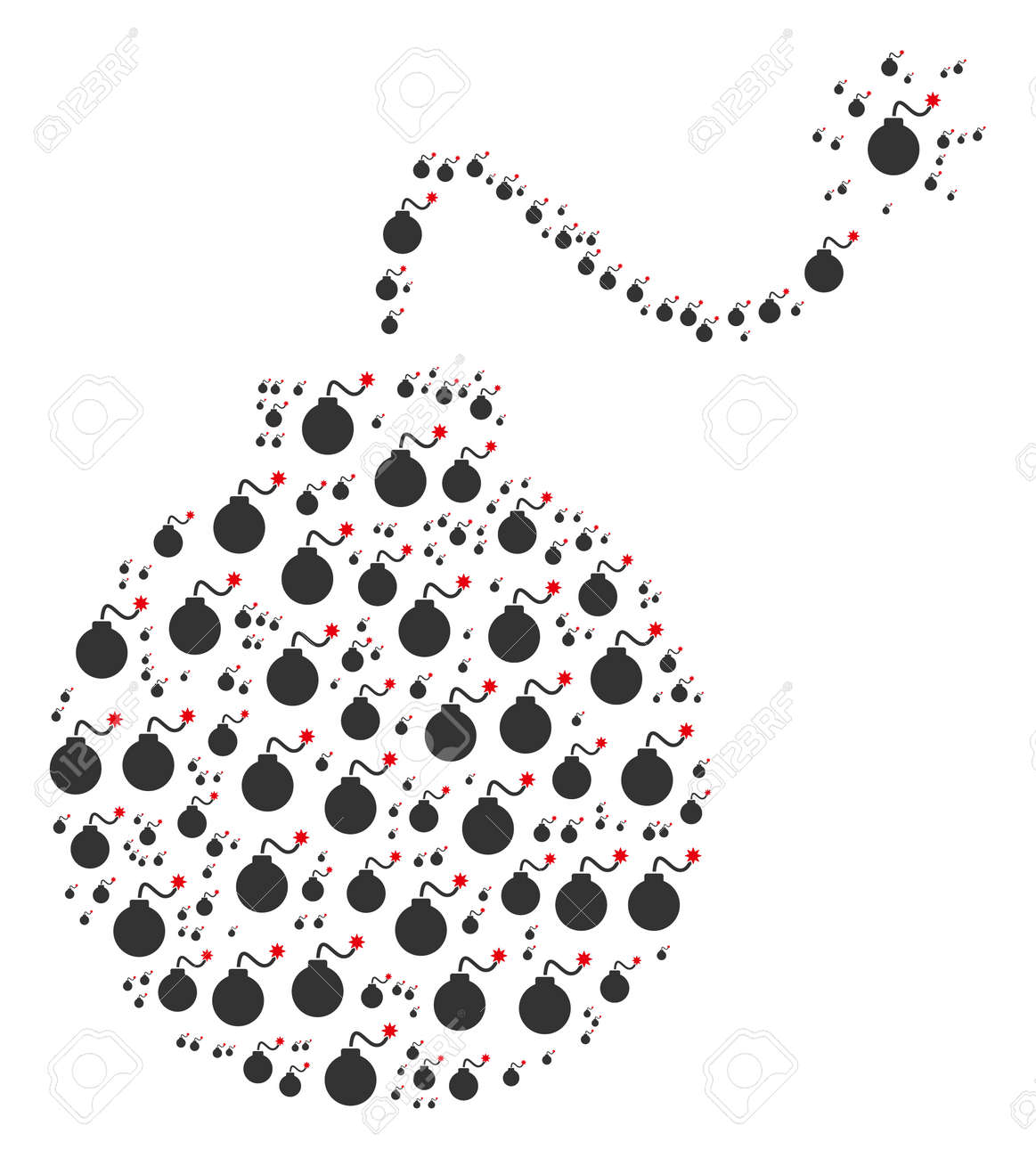 爆弾ピクトグラムのコレクションに組み合わせた爆弾パターン のイラスト素材 ベクタ Image