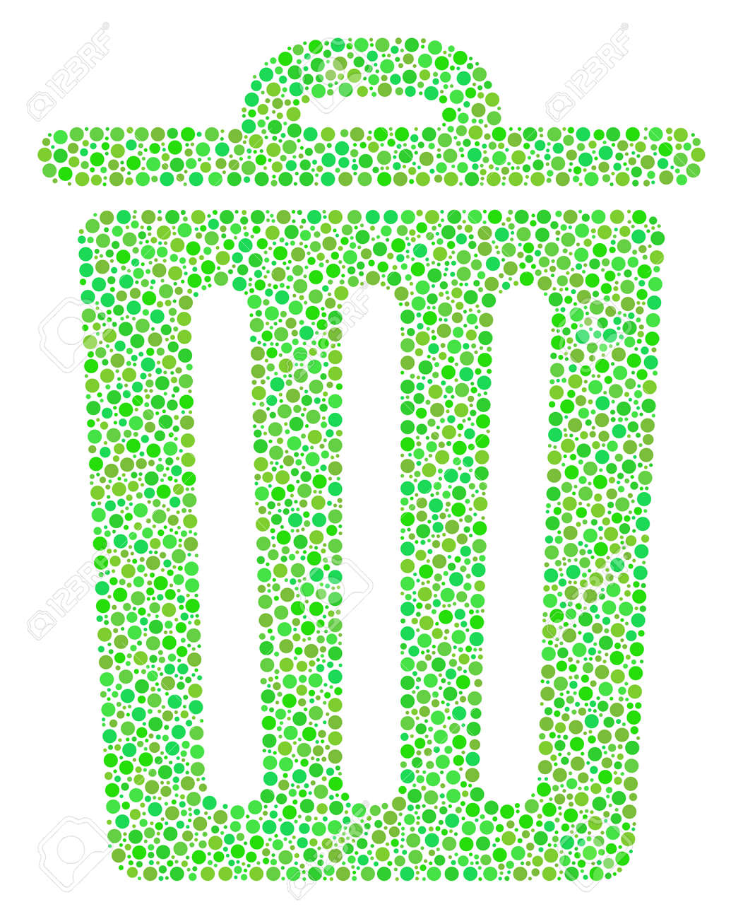 Trash Bin Collage Of Dots In Variable Sizes And Fresh Green Color Stock Photo Picture And Royalty Free Image Image
