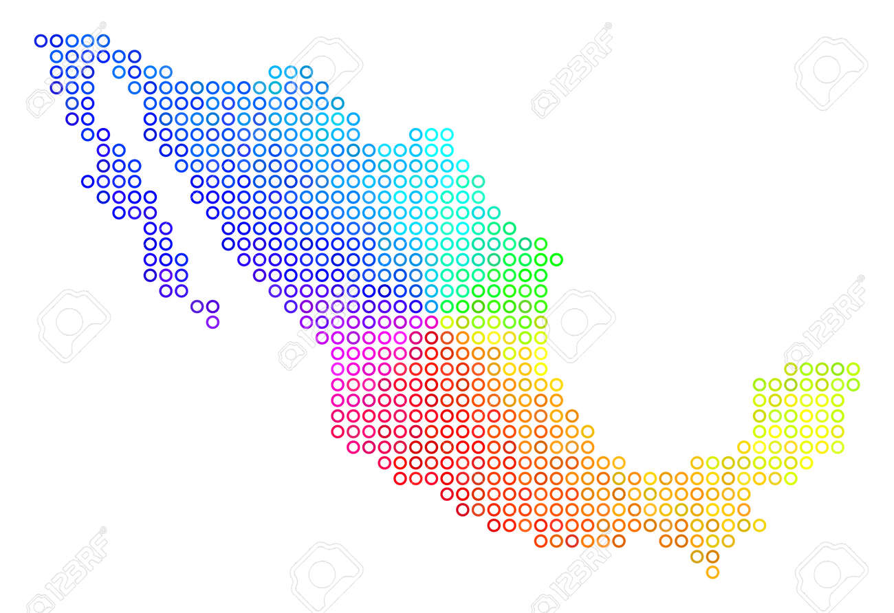 spectral mexico map vector geographic map in bright spectral color color tints spectrum has