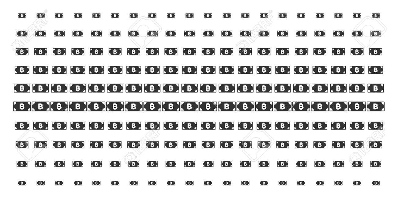 배경을 위해 구성된 비트코인 현금 지폐 아이콘 하프톤 패턴은 템플릿 및 추상화 개념을 다루고 하프톤 배열로 구성된 벡터 비트코인 현금  지폐 항목 로열티 무료 사진, 그림, 이미지 그리고 스톡포토그래피. Image 101044265