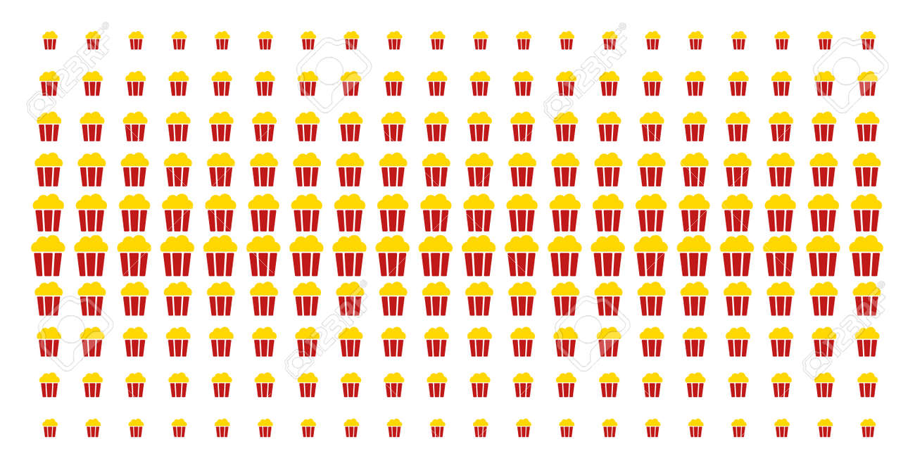 popcorn bucket icon halftone pattern constructed for backgrounds