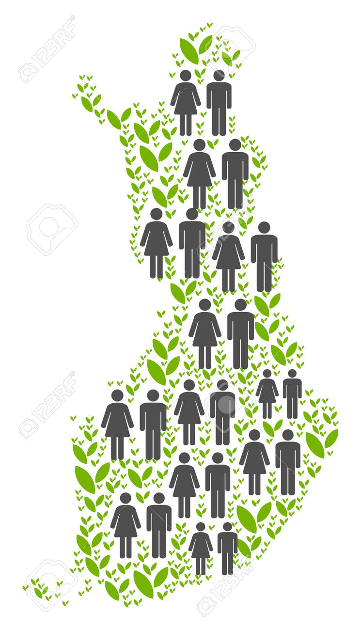 People Population And Floral Finland Map Vector Pattern Of Finland