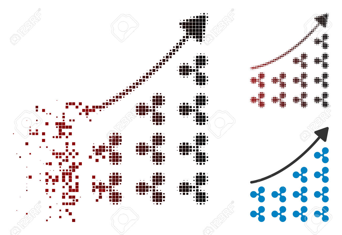 반짝이는 픽셀화된 하프톤의 리플 성장 차트 아이콘과 손상되지 않은 전체 버전 셀은 벡터 사라지는 리플 성장 차트 그림 문자로  결합됩니다. 로열티 무료 사진, 그림, 이미지 그리고 스톡포토그래피. Image 111573925