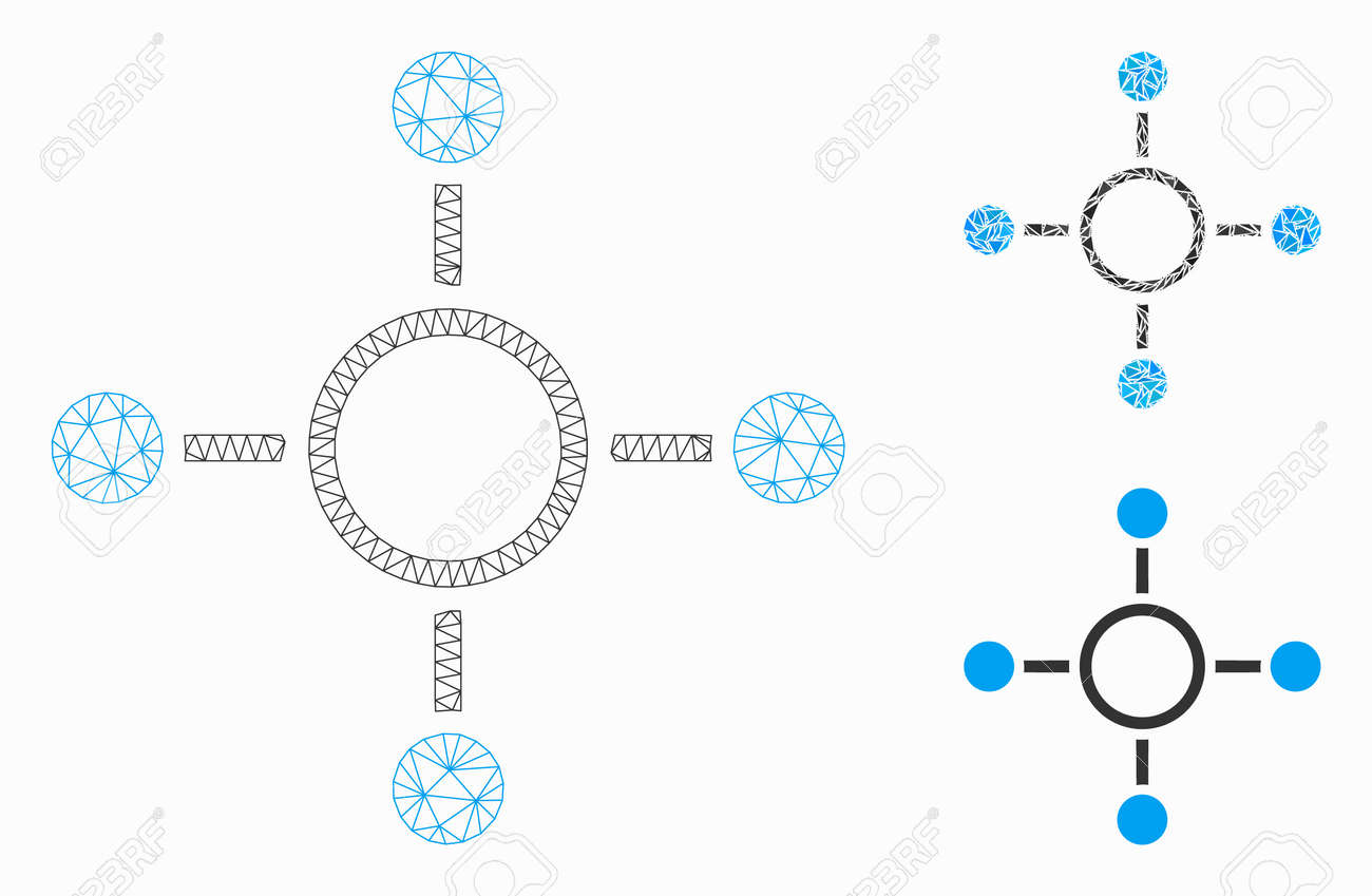 삼각형 모자이크 아이콘 와이어 프레임 방사형 구조의 삼각형 메쉬가 있는 메쉬 방사형 구조 모델 다양한 크기와 색상 색조의 삼각형 요소의  벡터 모자이크 로열티 무료 사진, 그림, 이미지 그리고 스톡포토그래피. Image 128112892