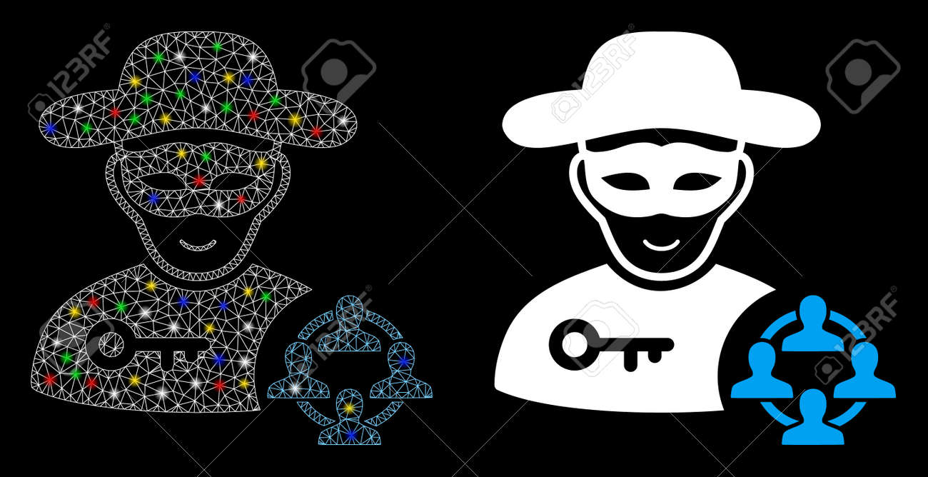 Glowing Mesh Social Hacker Icon With Glow Effect Abstract Illuminated Royalty Free Cliparts Vectors And Stock Illustration Image 136314232