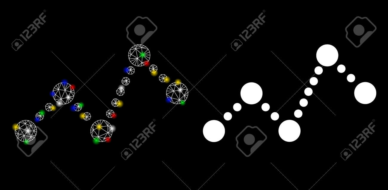 Glowing Mesh Chart Icon With Glare Effect Abstract Illuminated Model Of  Chart Shiny Wire Carcass Triangular Network Chart Icon Vector Abstraction  On A Black Background 로열티 무료 사진, 그림, 이미지 그리고 스톡포토그래피.