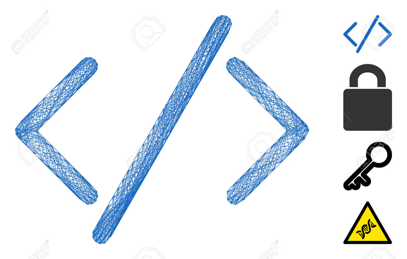 Vector Network Html Code. Geometric Linear Frame 2d Network Generated With  Html Code Icon, Designed With Intersected Lines. Some Bonus Icons Are  Added. Royalty Free SVG, Cliparts, Vectors, And Stock Illustration. Image