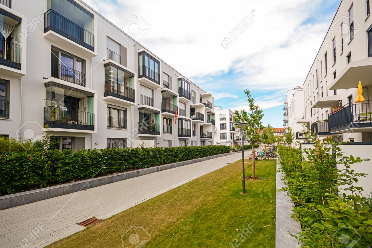 Modern residential buildings with outdoor facilities, Facade of new low-energy houses - 54545765 Modern residential buildings with outdoor facilities, Facade of new low-energy houses - 54545765