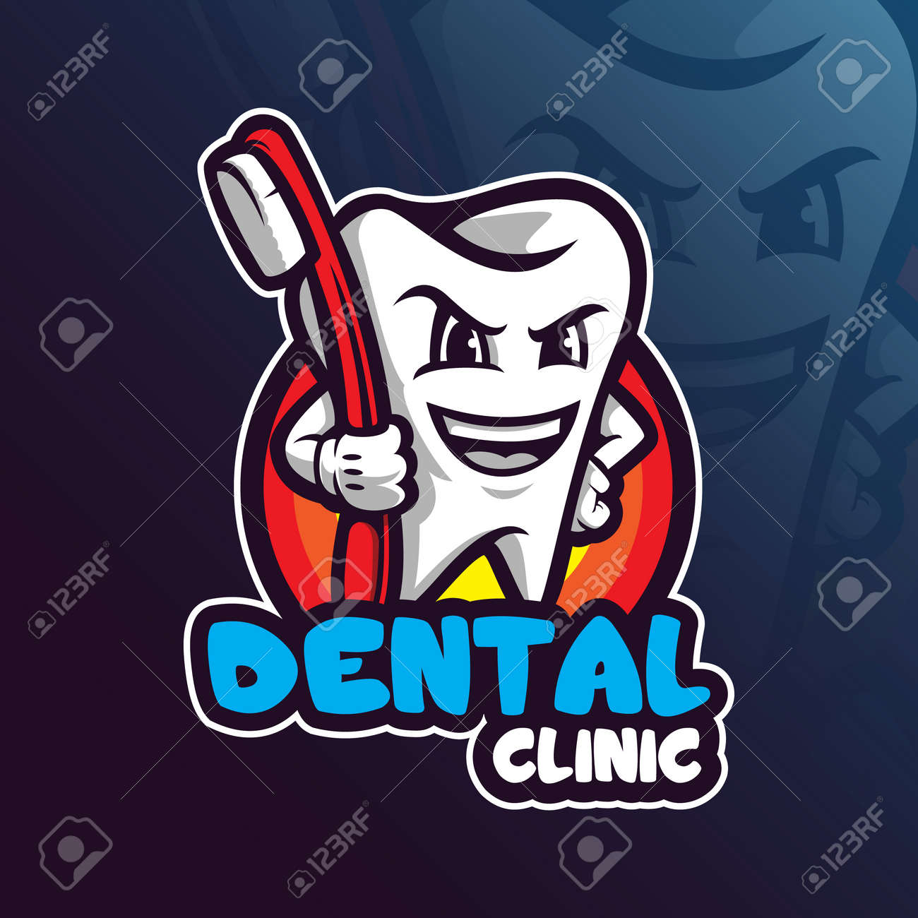 dental mascot logo design vector with modern illustration concept dental emblem