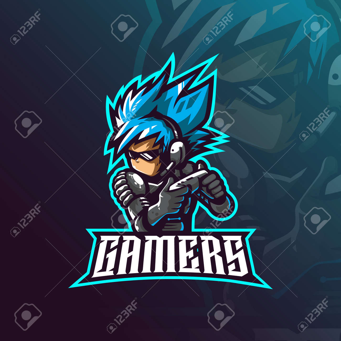 Premium Vector  Video gamer design with headphone esports mascot gaming  logo template illustration