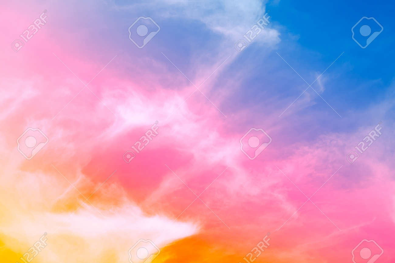 Beautiful Colorful Soft Focus Of Cloud And Sky In Pastel Vitage