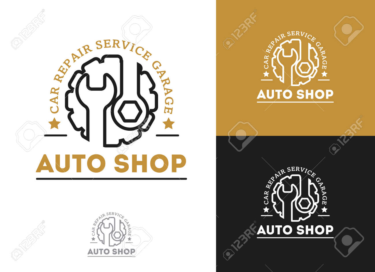 Automobile Car Repairing Service Logo Design Wrench In Gear