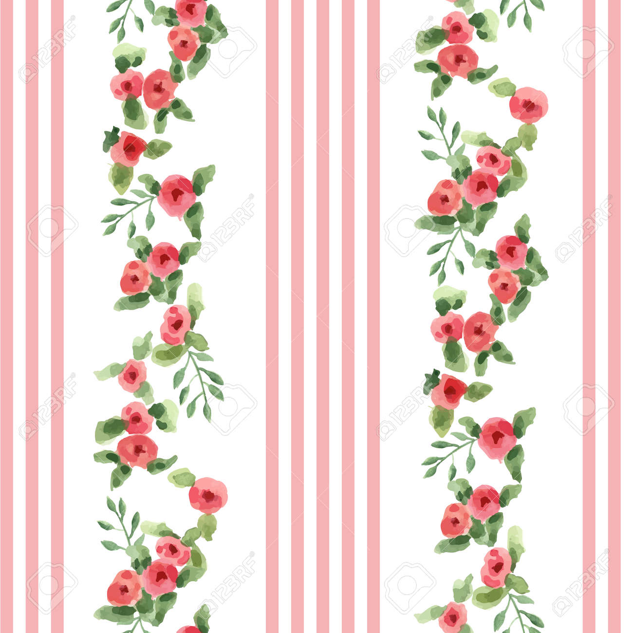 English Floral Pattern With Stripes Vector Floral Vintage Wallpaper Royalty Free Cliparts Vectors And Stock Illustration Image