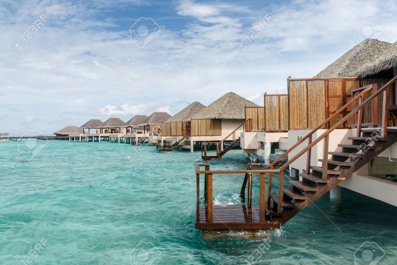 Ladder To Water Of Villa On Crystal Clear Water At Maldives Island