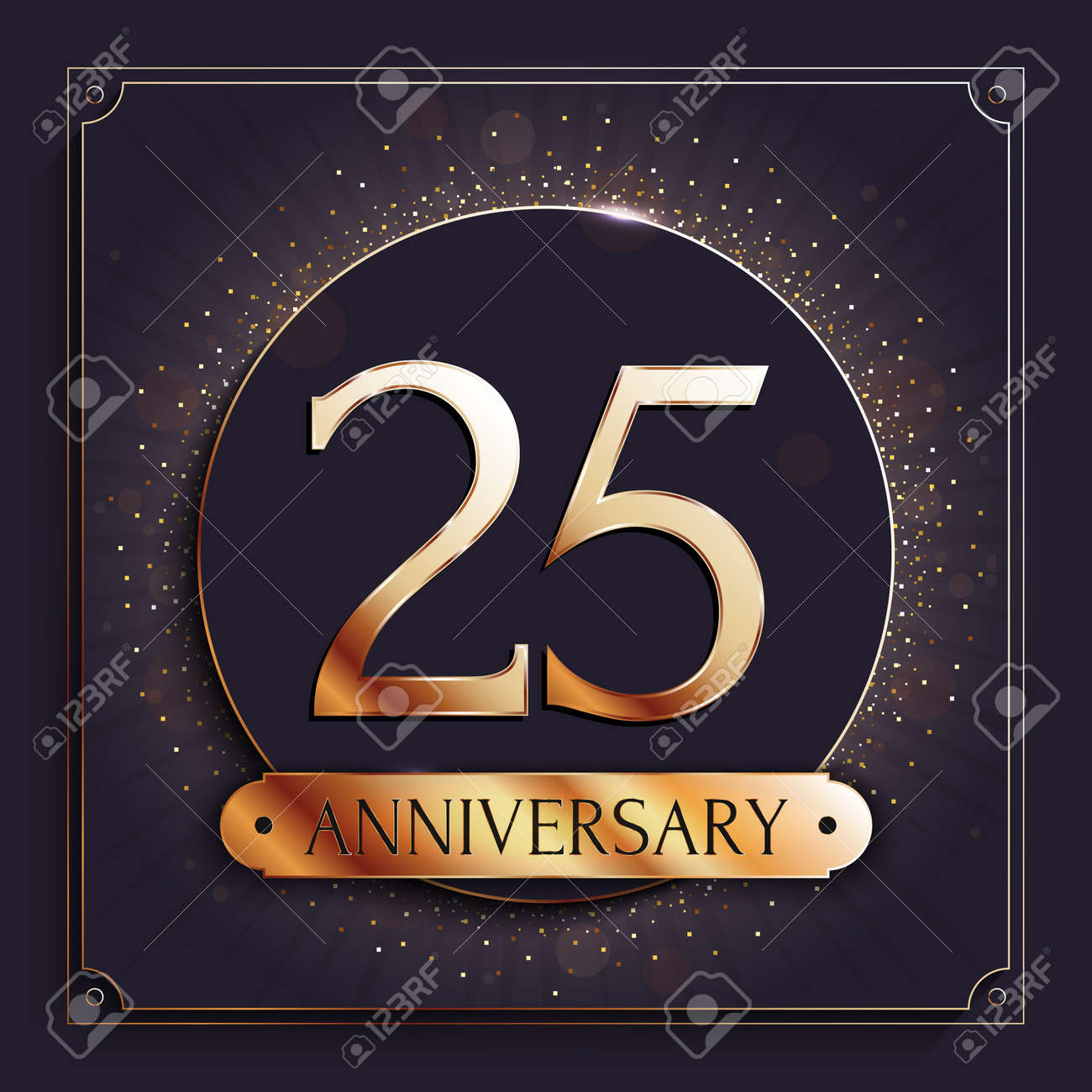 25 Ans Anniversaire Banniere D 39 Or Sur Fond Sombre Illustration Vectorielle Clip Art Libres De Droits Vecteurs Et Illustration Image