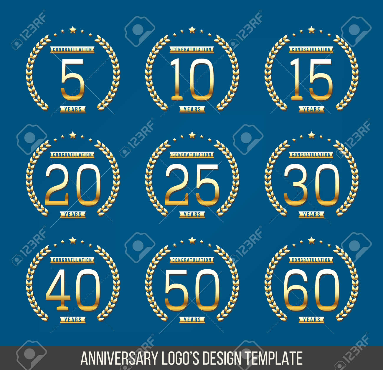 vector set of anniversary symbols 5th 10th 15th 20th 25th