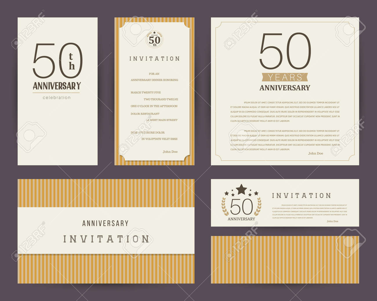 50th anniversary invitation cards template. Stock Vector - 98089602
