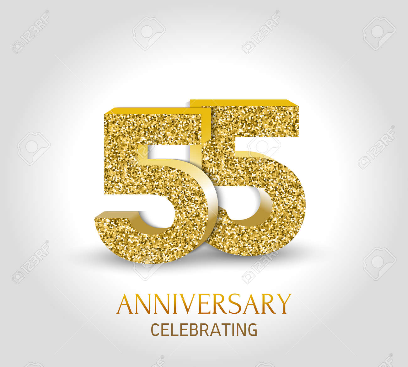 55 Year Anniversary Banner. 55th Anniversary 3d Logo With Gold Elements. SVG Image 102612212