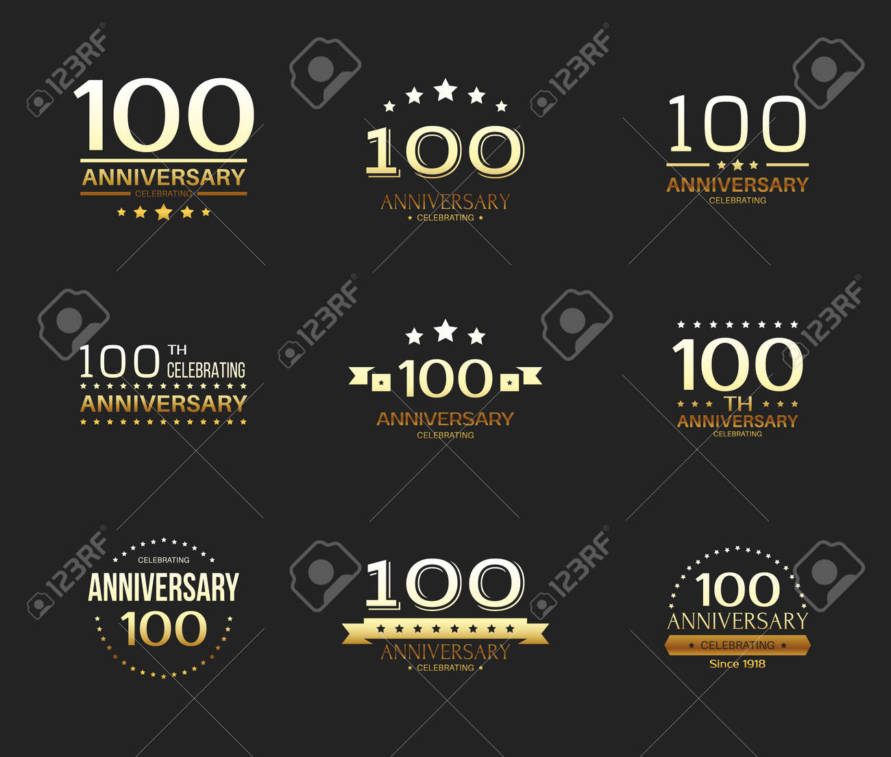 100 Year Anniversary Celebrating Gold Colored Logotype 100th Royalty Free Cliparts Vectors And Stock Illustration Image 102642035